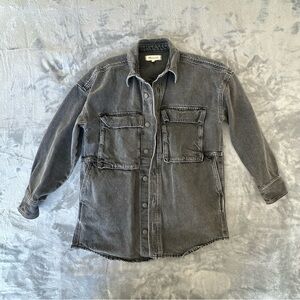 Madewell XS Oversized Charcoal Black Denim Overshirt Jacket